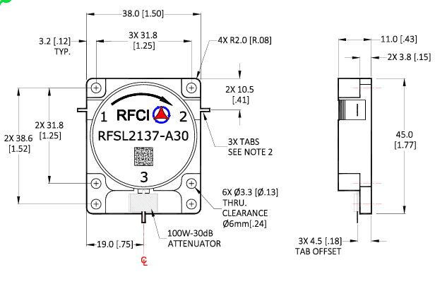 RFSL2137-A30連續波100W-30dB iso衰減器RFCI